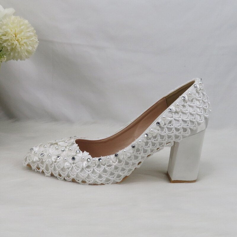 Load image into Gallery viewer, White Flower Wedding Platform Shoes Handmade
