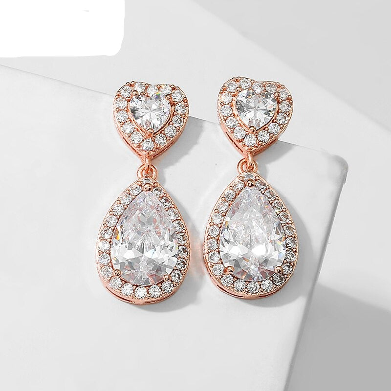 
                      
                        Classic Water Drop Crystal Zirconia Dangle Earrings Bridal Wedding Jewelry
                      
                    
