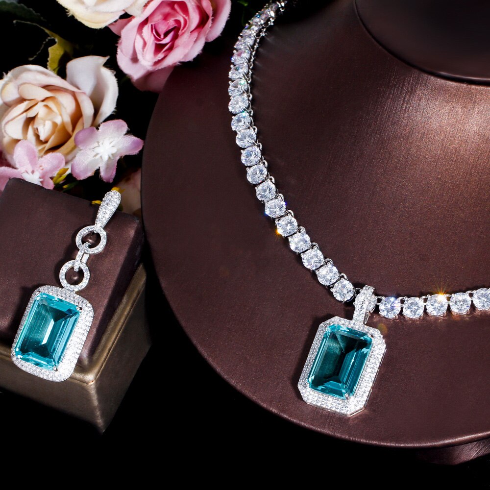 
                      
                        Sparkling Cubic Zirconia Big Tennis Chain Necklace Pendant Earrings Jewelry Set
                      
                    