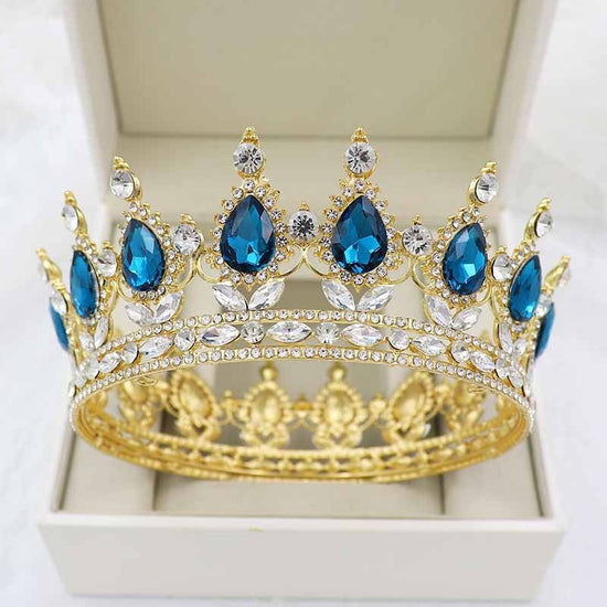 Vintage Crystal Royal Queen King Full Round Tiara Crown Hair Accessory