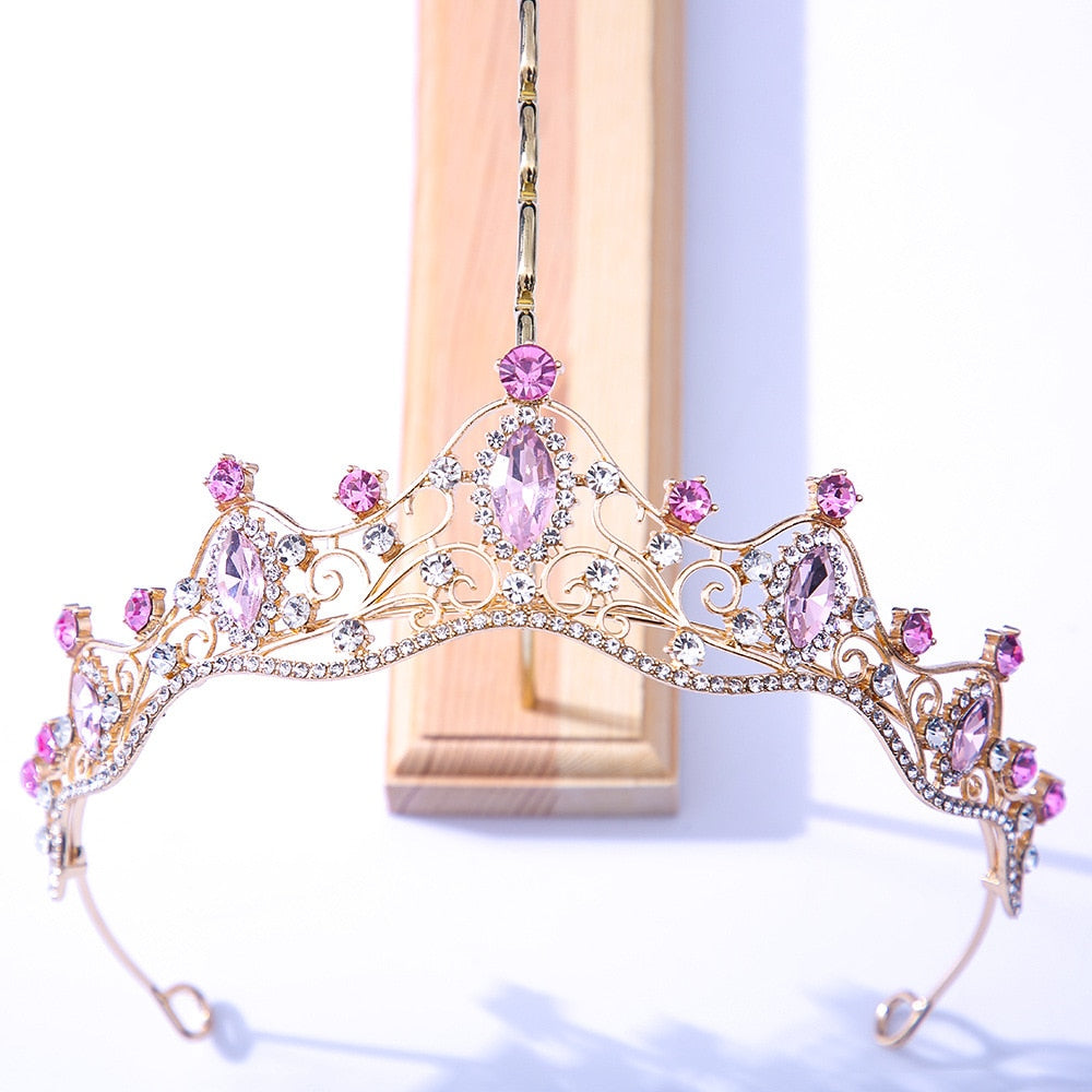 Colorful Crystal Tiara Crowns Princess Prom Party Pageant Hair Accessory