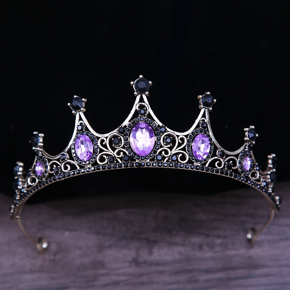 Vintage Gothic Crystal Crown Tiara Hair Accessories in Many Colors