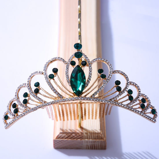 Load image into Gallery viewer, Crystal Rhinestone Tiara Bridal Crown Queen Princess Pageant Hair  Comb Accessory
