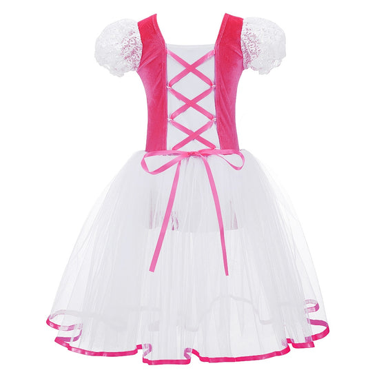 Girls  Ballet Tutu Dress Velvet Body Mesh Skirt Dance Gymnastics Leotard Costume