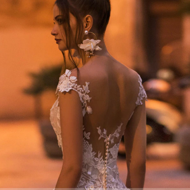 
                      
                        Lace Cap Sleeve A Line Bridal Wedding Ball Gown with Court Train - TulleLux Bridal Crowns &  Accessories 
                      
                    