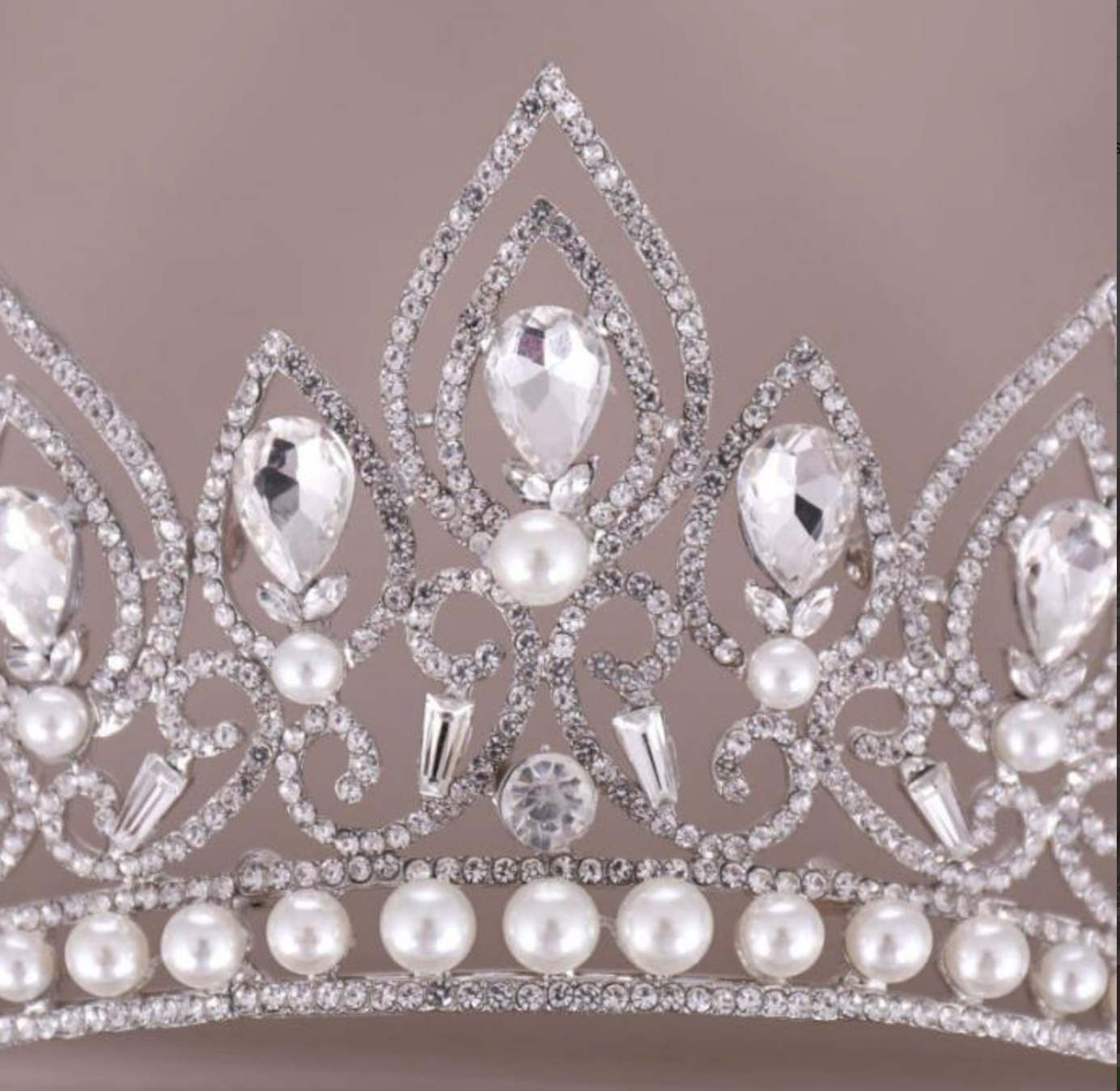 Baroque  Crystal Crown Princess Birthday Party Imitation Pearl Tiaras Bridal Wedding Accessory - TulleLux Bridal Crowns &  Accessories 