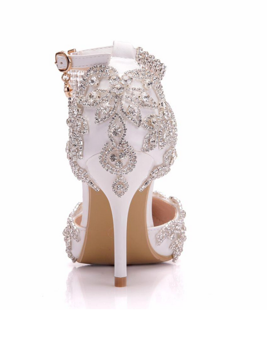 Crystal Queen White Crystal Shoes Tassel  Wedding Shoes Bride Shoes High Heels Pumps - TulleLux Bridal Crowns &  Accessories 