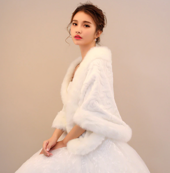 Winter Wedding Faux Fur Bridal Shawl Wrap Shrug - TulleLux Bridal Crowns &  Accessories 