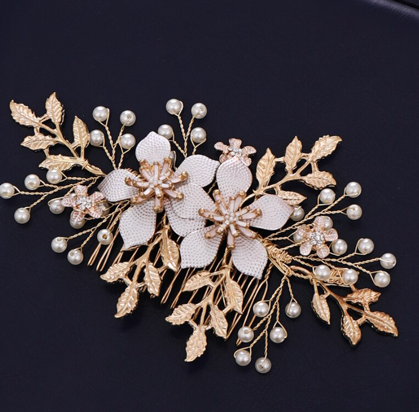 Wedding Hair Accessories Hair Comb Pearl Bridal Flower - TulleLux Bridal Crowns &  Accessories 