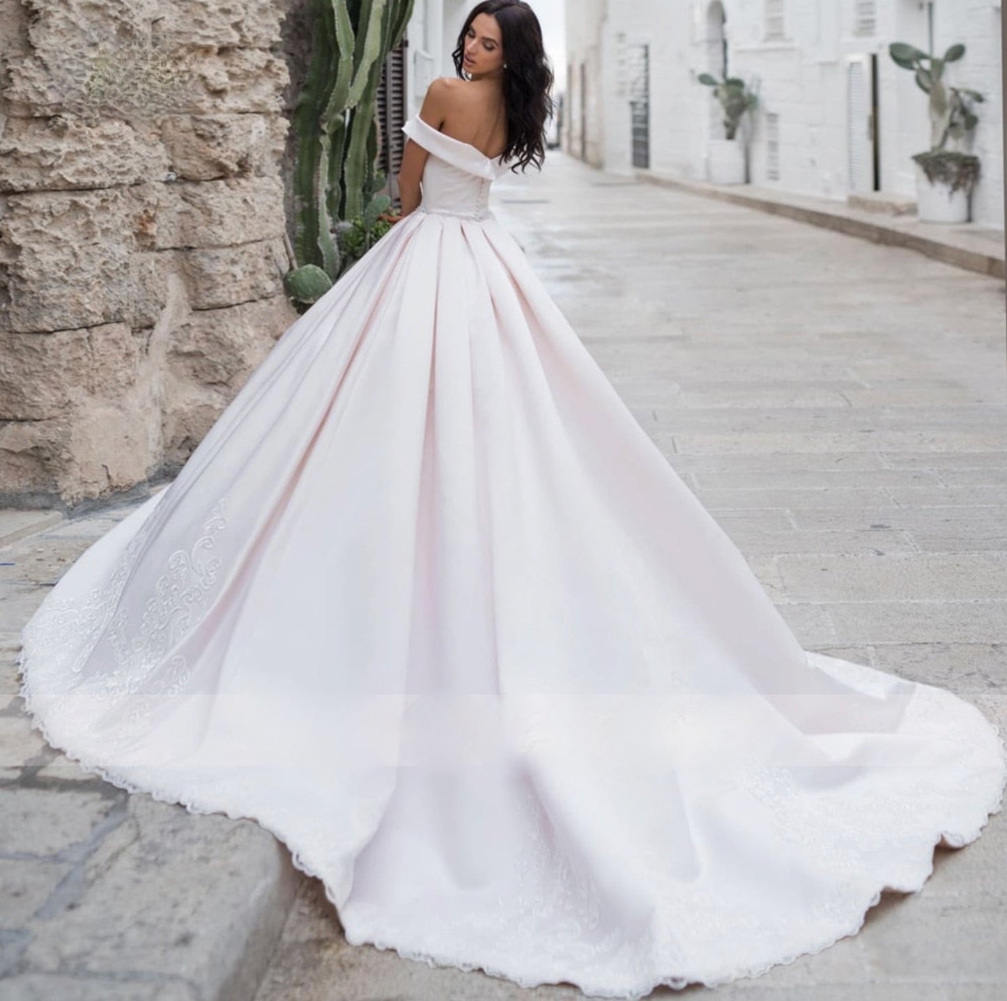 50 Breathtaking Wedding Dresses in 2022 : Off The Shoulder Long Sleeve Ball  Gown