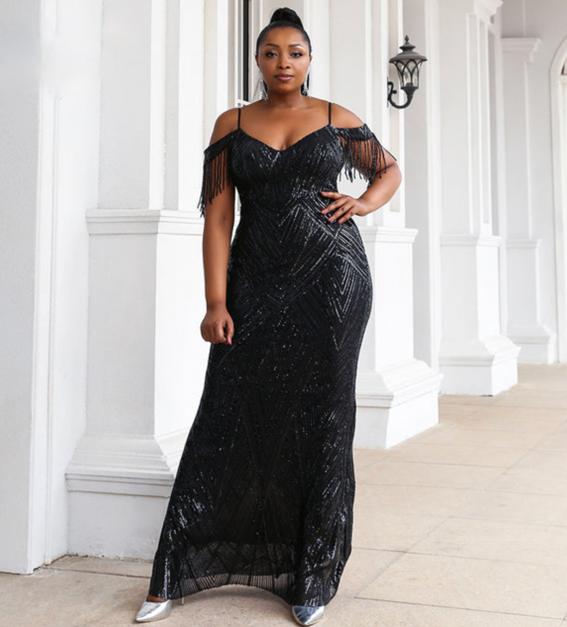 Load image into Gallery viewer, Plus Size Summer Sequin Sexy Backless Off Shoulder Party Evening Gown
