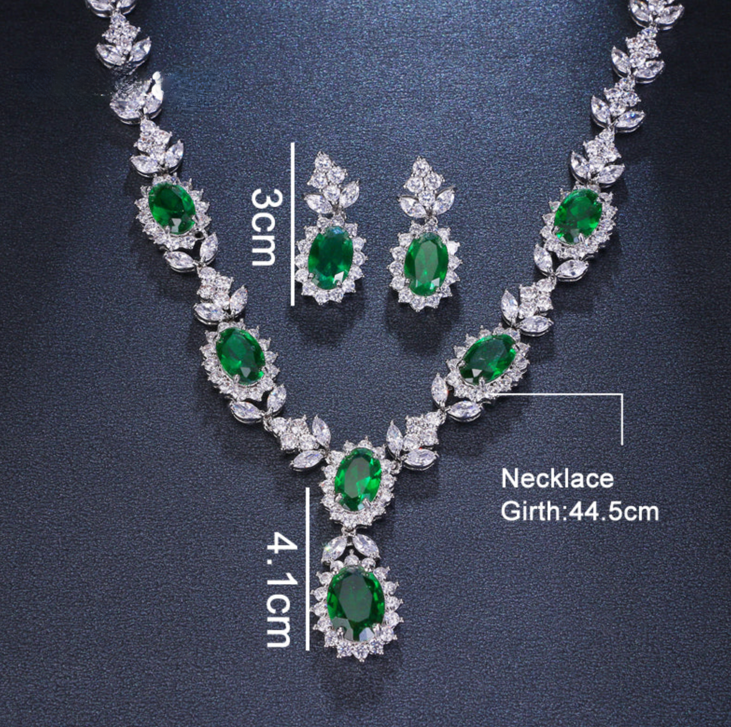 Load image into Gallery viewer, Fashion Luxury Oval Emerald Green Cubic Zirconia Party Wedding Bridal Necklace Earring Jewelry Set
