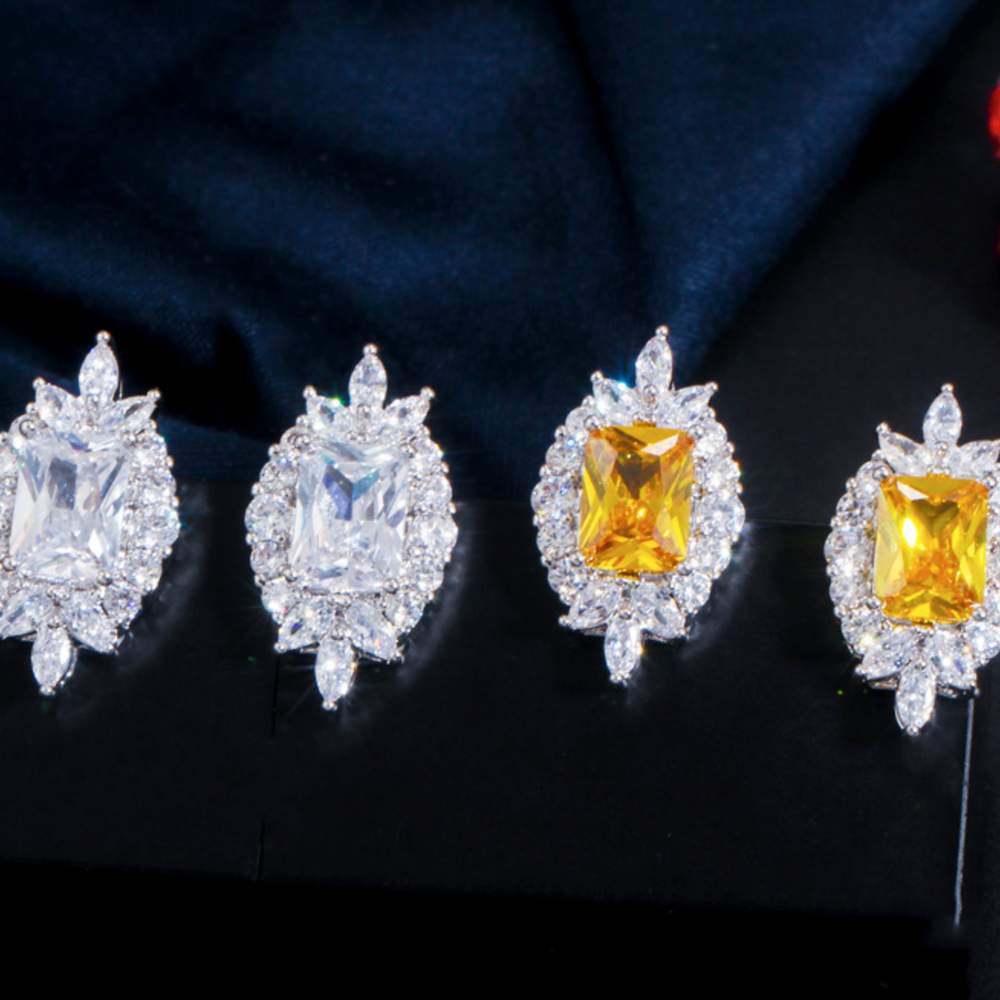
                      
                        Shiny Yellow White Cubic Zirconia Stone Round Tennis Necklace and Earring Set Party Jewelry Accessory
                      
                    