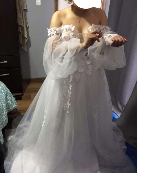
                      
                        Off Shoulder Puff Sleeve Floral Lace Corset A Line Boho Wedding Bridal Dress
                      
                    