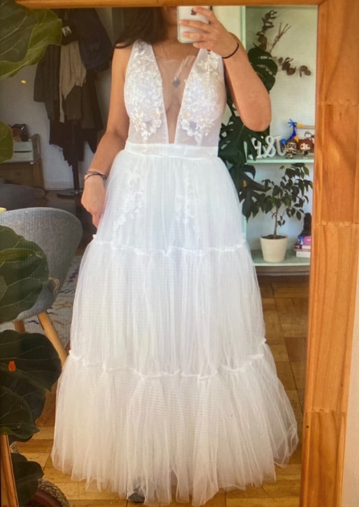 Load image into Gallery viewer, Garden Party Boho Deep V Neck Sleeveless Tulle Lace Wedding Bridal Gown

