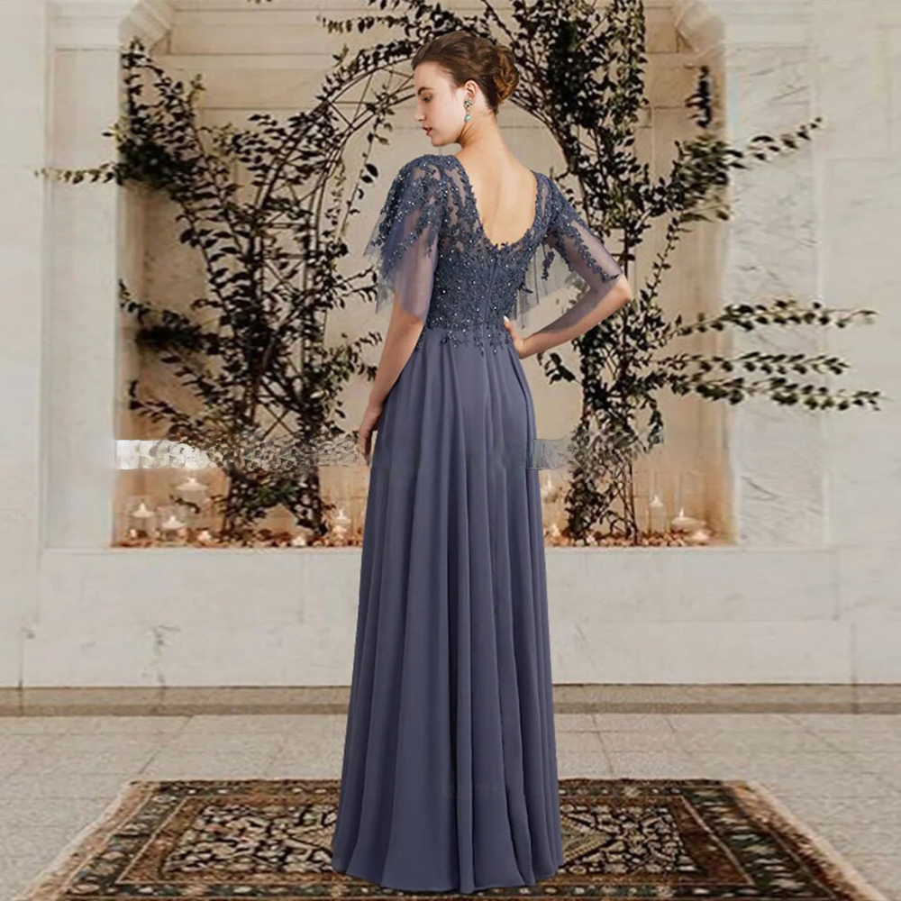 
                      
                        Long Mother of the Bride Chiffon Dress Elegant Wedding Guest Gown
                      
                    