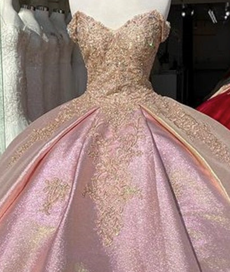 Sparkly Pink Sweetheart Quinceañera Sweet 16 Dresses Princess Ball Gown