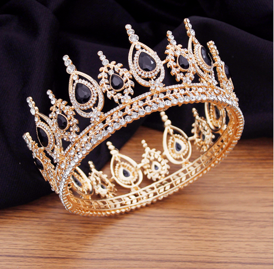 Load image into Gallery viewer, Royal Queen King Full Round Crystal Crown Wedding Bridal Hair Accessory
