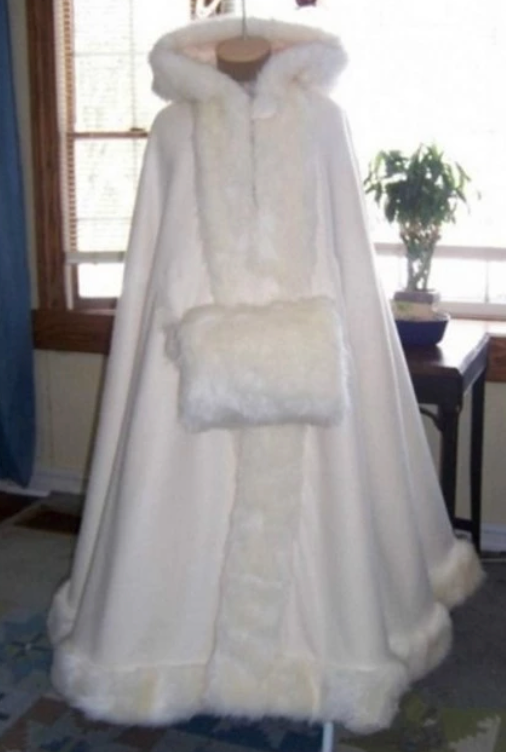 
                      
                        Faux Fur Bridal Wedding Cloak Hooded Coat Jacket Muff Hand Warmer
                      
                    