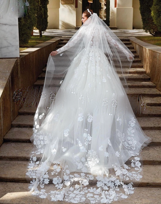 Tulle Lace Princess High Neck Bridal Wedding Dress