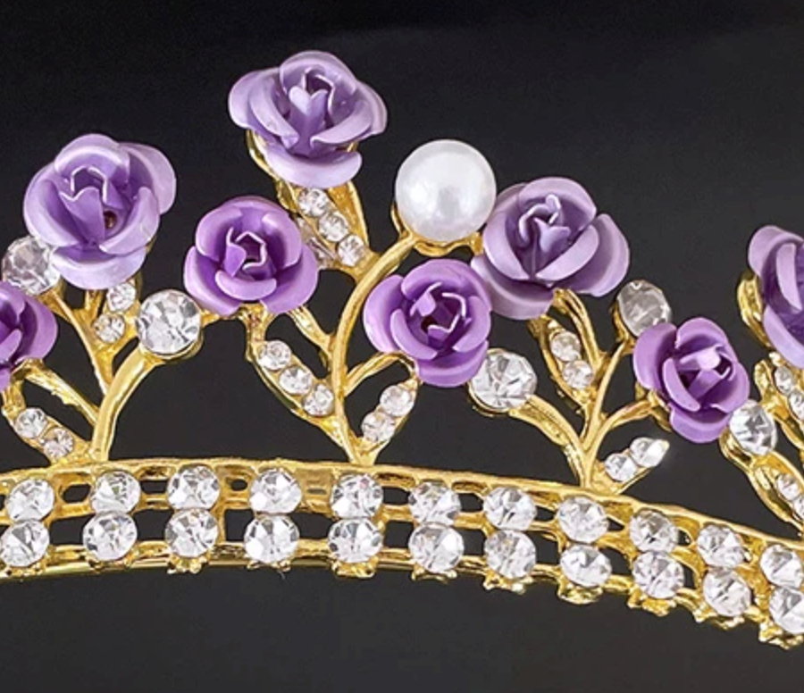Rose Pink Blue Purple Crystal Tiaras Bride Wedding Rhinestone Crowns for  Women Party Hair Accessories Diadem Headdress