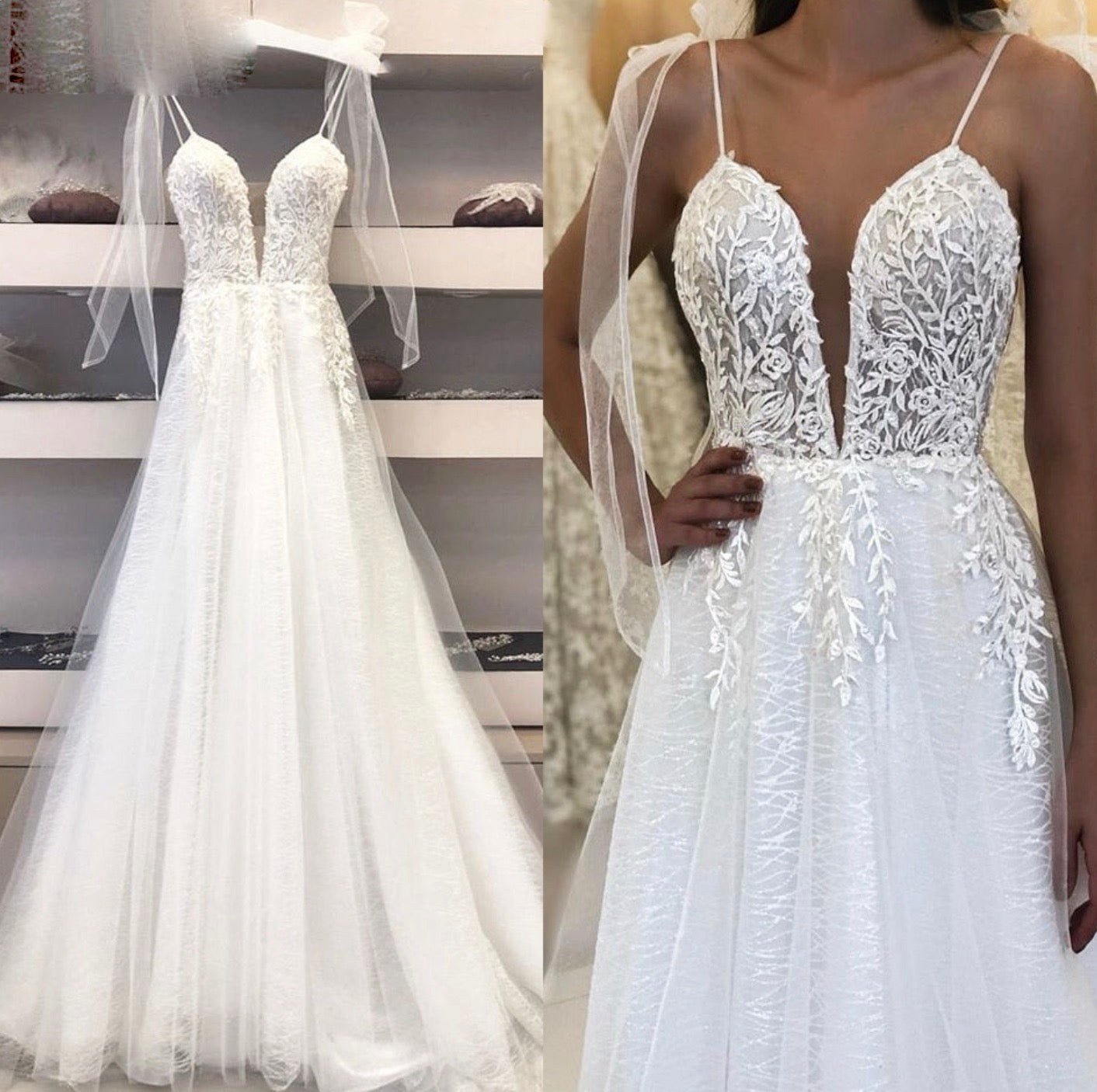 New Customized Deep V Trailing Sexy Bohemian Wedding Dresses Lace