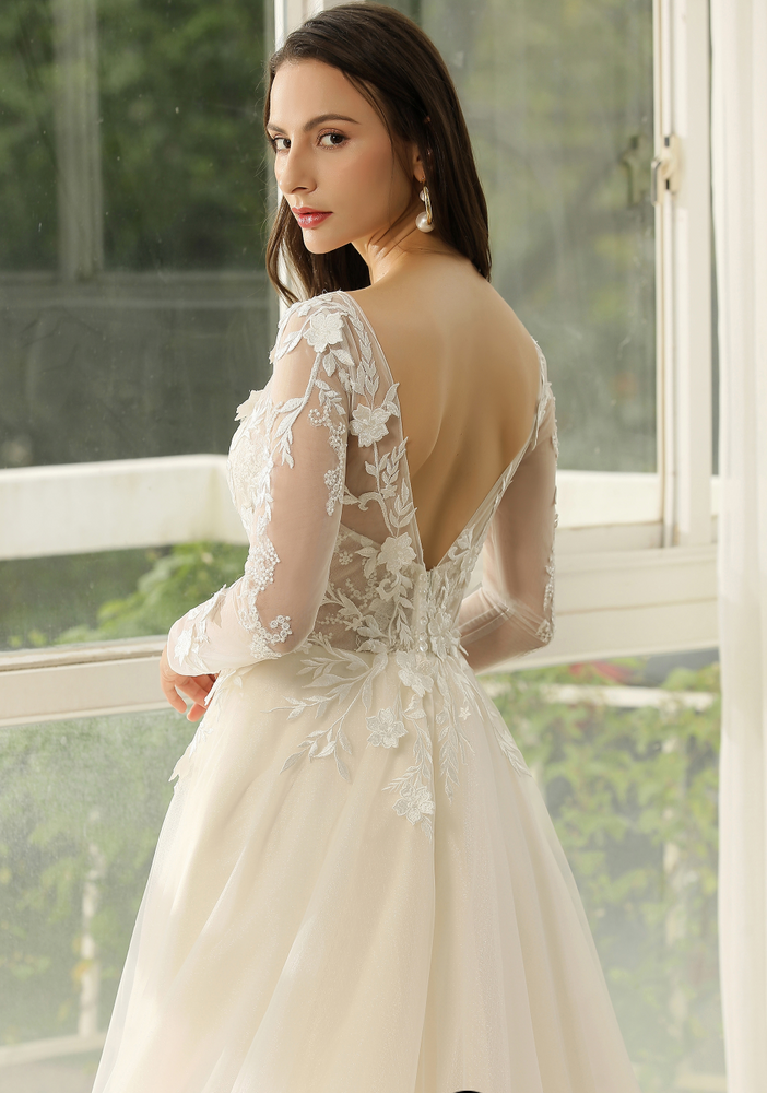 
                      
                        Princess Lace Wedding Dress with Long sleeves
                      
                    