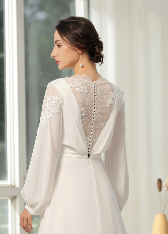 Simple Wedding Dress With Crossed Neckline And Lace Back – TulleLux ...