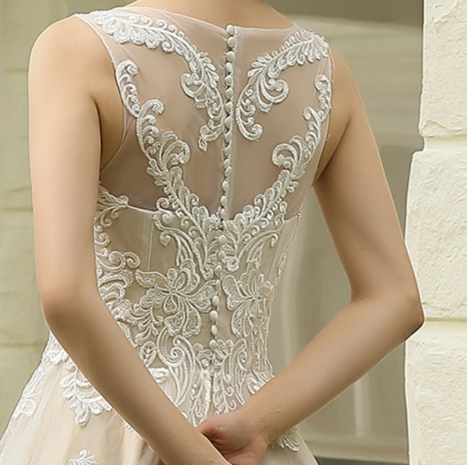 
                      
                        Illusion Halter Neckline Ball Gown Wedding Dress
                      
                    