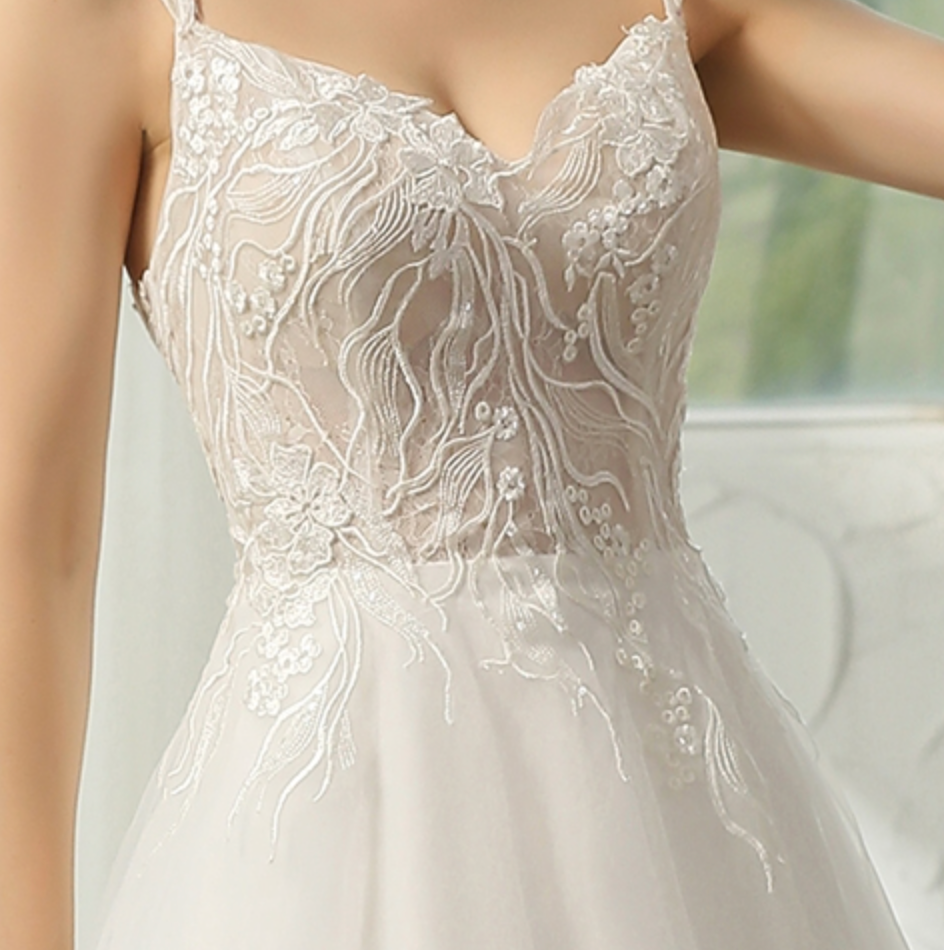 Cap Sleeve Wedding Dress With Glittery Appliqués