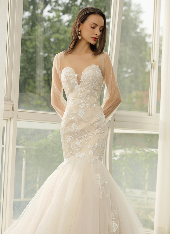 Sweetheart Lace Tulle Mermaid Wedding Gown