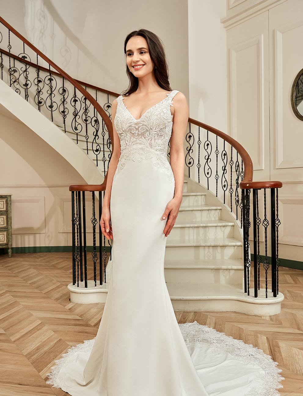 Crepe sheath wedding hot sale dress