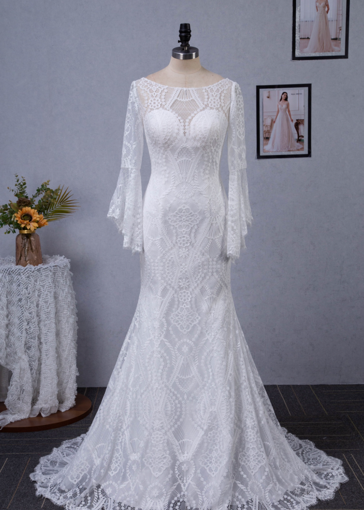 
                      
                        Illusion Neckline Lace Wedding Dress With Removeable Overskirt
                      
                    