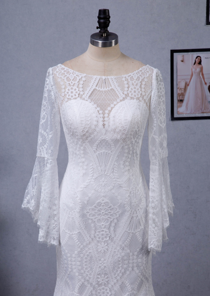 
                      
                        Illusion Neckline Lace Wedding Dress With Removeable Overskirt
                      
                    