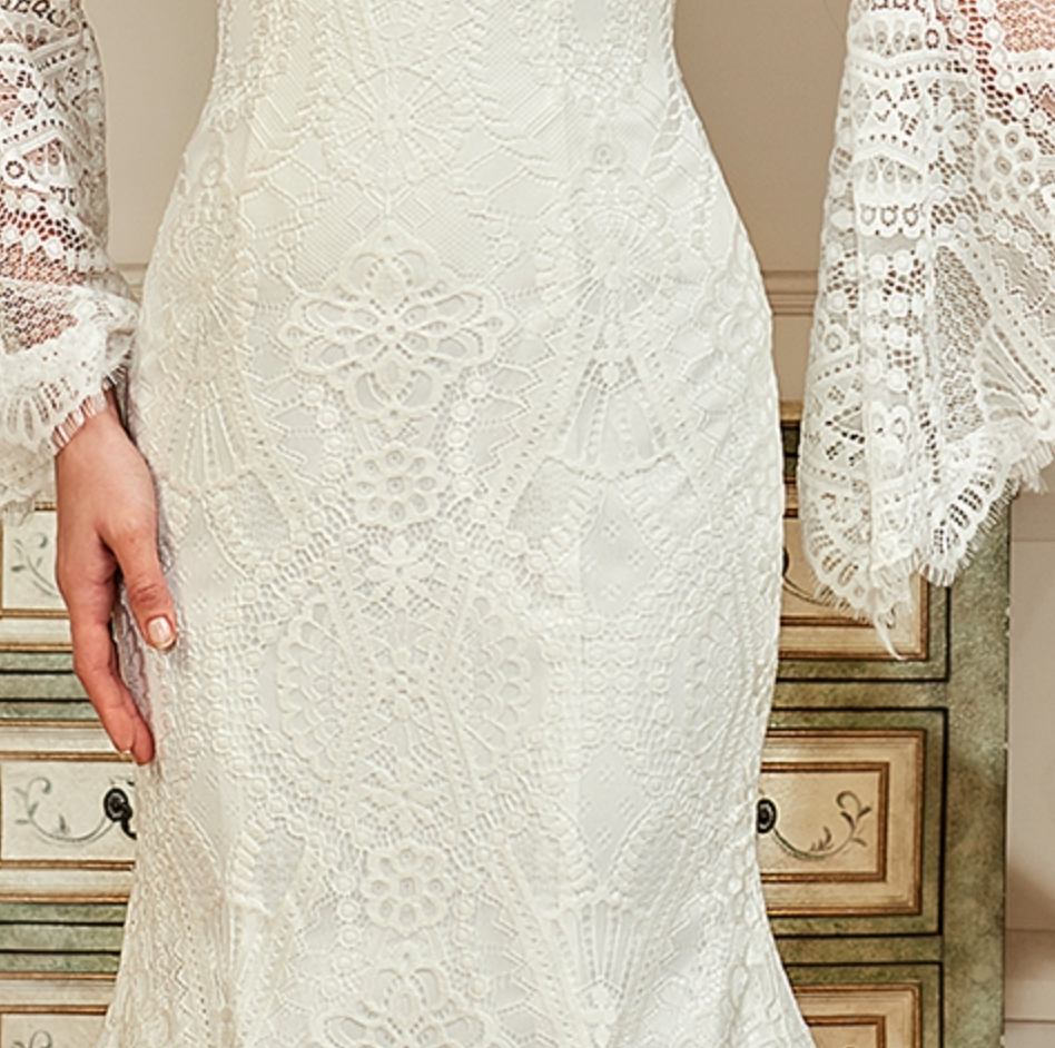 
                      
                        Illusion Neckline Lace Wedding Dress With Removeable Overskirt
                      
                    