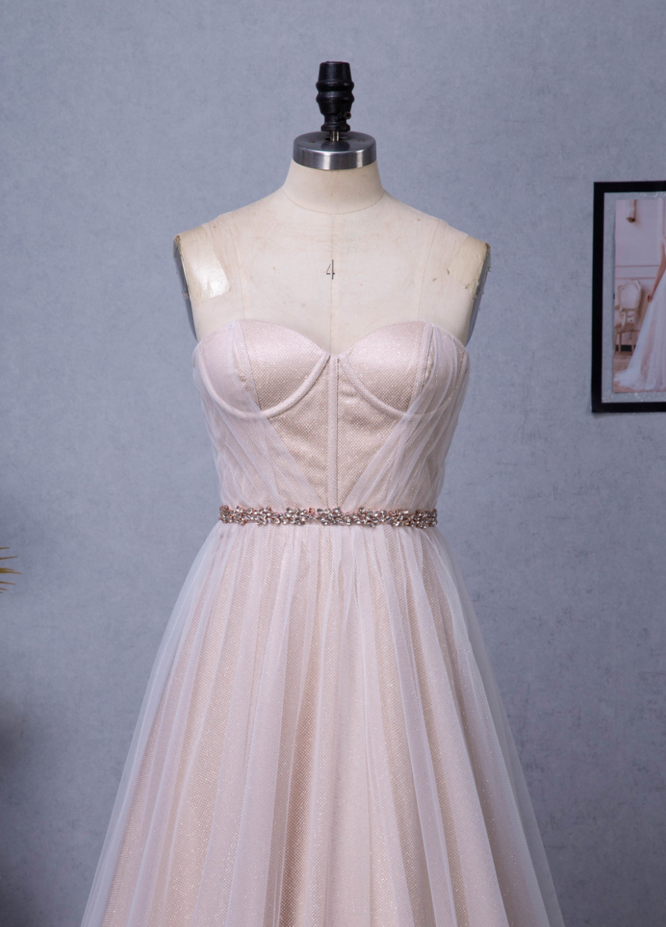 Shimmer Pink Sweetheart Corset Bridal Gown in Sparkle Tulle