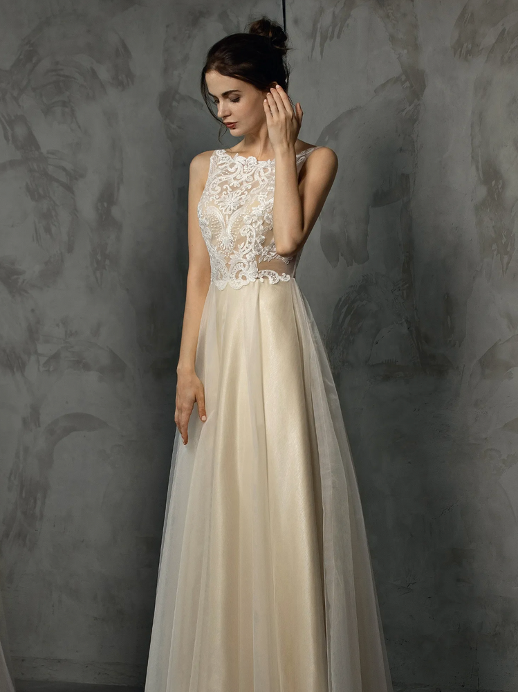 
                      
                        A-Line Bridal Gown With Delicate Applique
                      
                    