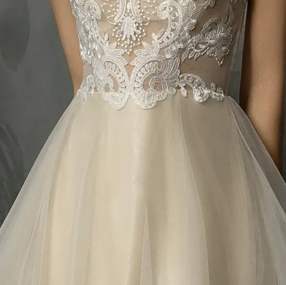 
                      
                        A-Line Bridal Gown With Delicate Applique
                      
                    
