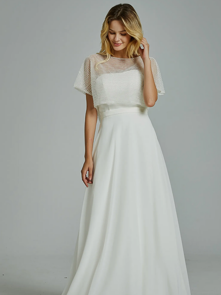 
                      
                        Chic Strapless A-Line Wedding Dress With Beading Seperate Jacket
                      
                    