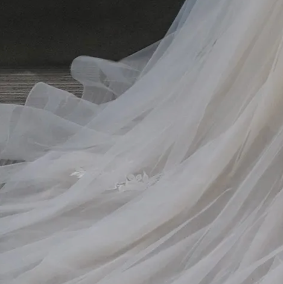 
                      
                        Off-The-Shoulder Lace And Tulle Bridal Gown With Sheer Bodice
                      
                    