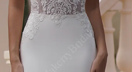 Elegant Beaded Lace Satin Mermaid Wedding Dress