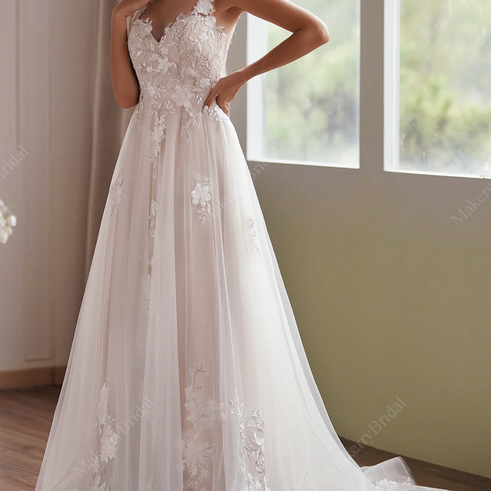 
                      
                        Romantic Beaded Lace Illusion Back Bridal Gown
                      
                    