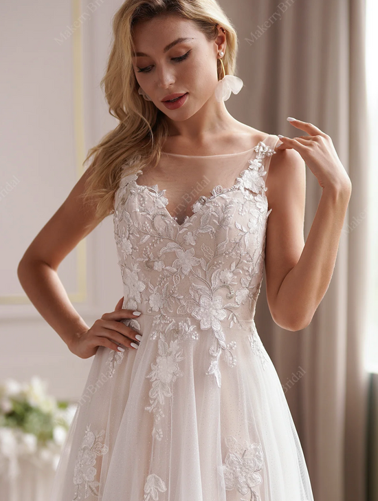 Halter Neckline Lace Bridal Gown With Crisscross Back – TulleLux Bridal  Crowns & Accessories