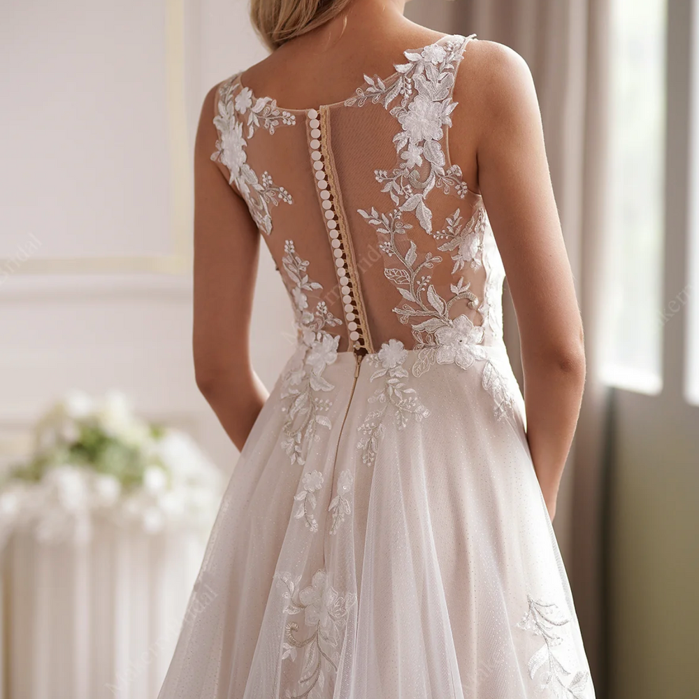 
                      
                        Romantic Beaded Lace Illusion Back Bridal Gown
                      
                    