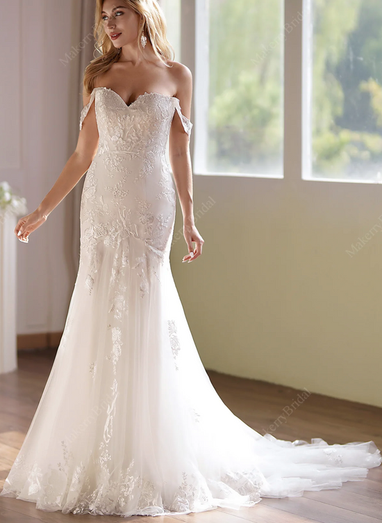 Floral Sequined Mermaid Bridal Gown With Dreamy Details