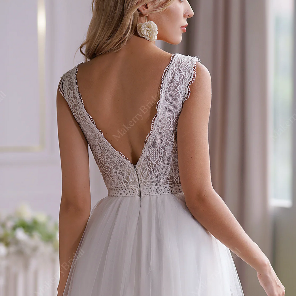 
                      
                        Illusion Lace Boho Wedding Dress With Alluring Open Back
                      
                    