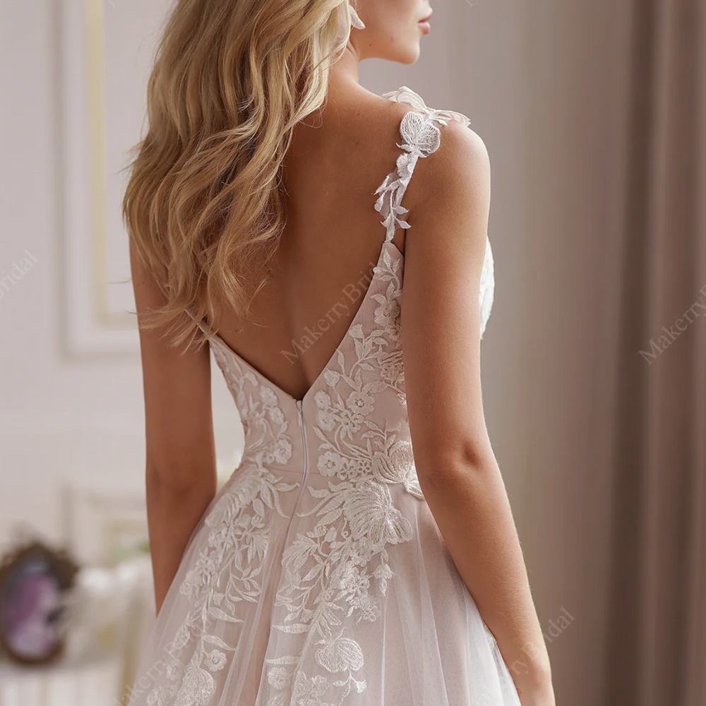 
                      
                        Delicate Shimmering Lace Wedding Gown With Sweetheart Bodice
                      
                    