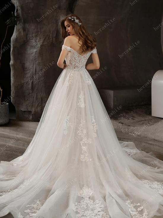Gorgeous Lace Fit and Flare Bridal Gown with Detachable Train – TulleLux  Bridal Crowns & Accessories