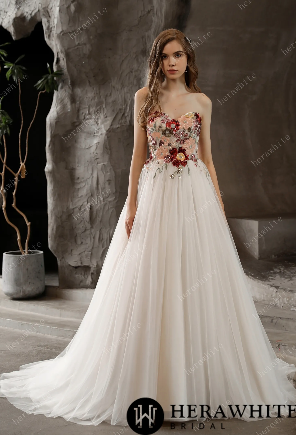 Strapless Princess A-Line Bridal Gown with Tulle Skirt