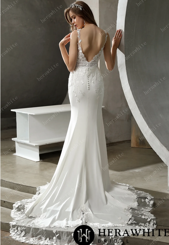 Graceful Illusion Lace Fit and Flare Wedding Dress – TulleLux Bridal Crowns  & Accessories